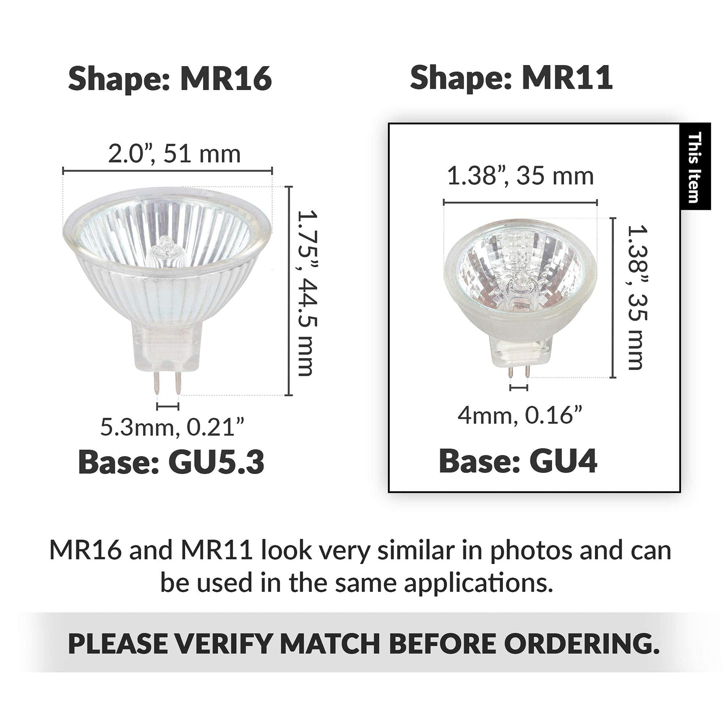 Simba Lighting MR11 Halogen 20W 12V Spotlight Bulb, GU4 Base, 2700K, 6 Pack