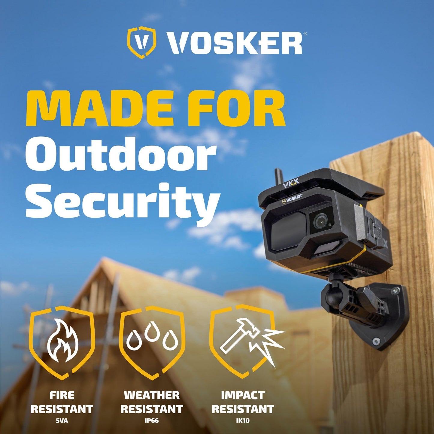 Vosker VKX Construction Pack Solar 4G LTE Security Camera, Wireless Outdoor Surveillance for Remote Construction Sites - No Wi-Fi Needed, SIM Card