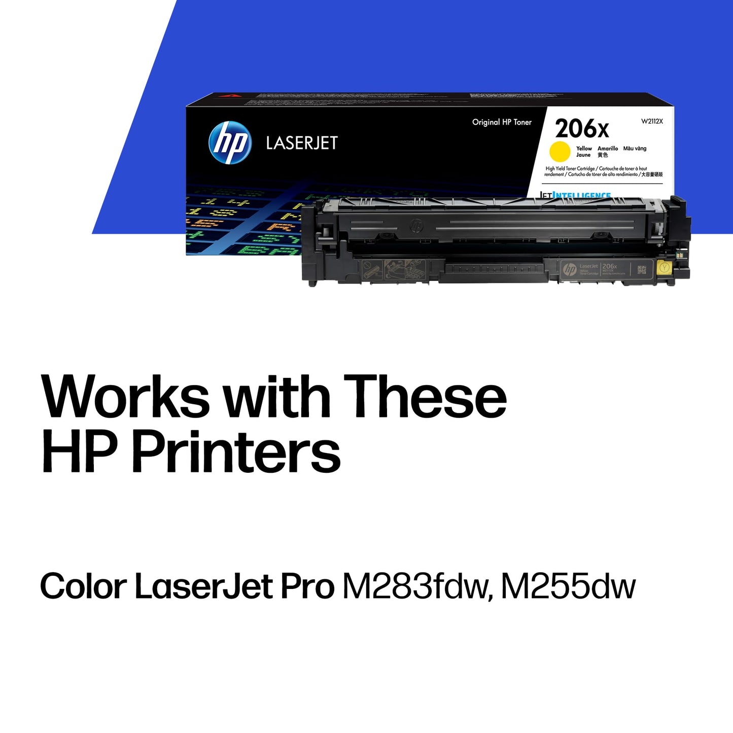 HP 206X Yellow High-Yield Toner Cartridge | Works with Color LaserJet Pro M255, MFP M282, M283 Series | W2112X