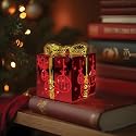 Old World Christmas Lit Ornamental Glass Gift Box, Ceramic Christmas Decoration, Festive Light Up Tabletop Holiday Display