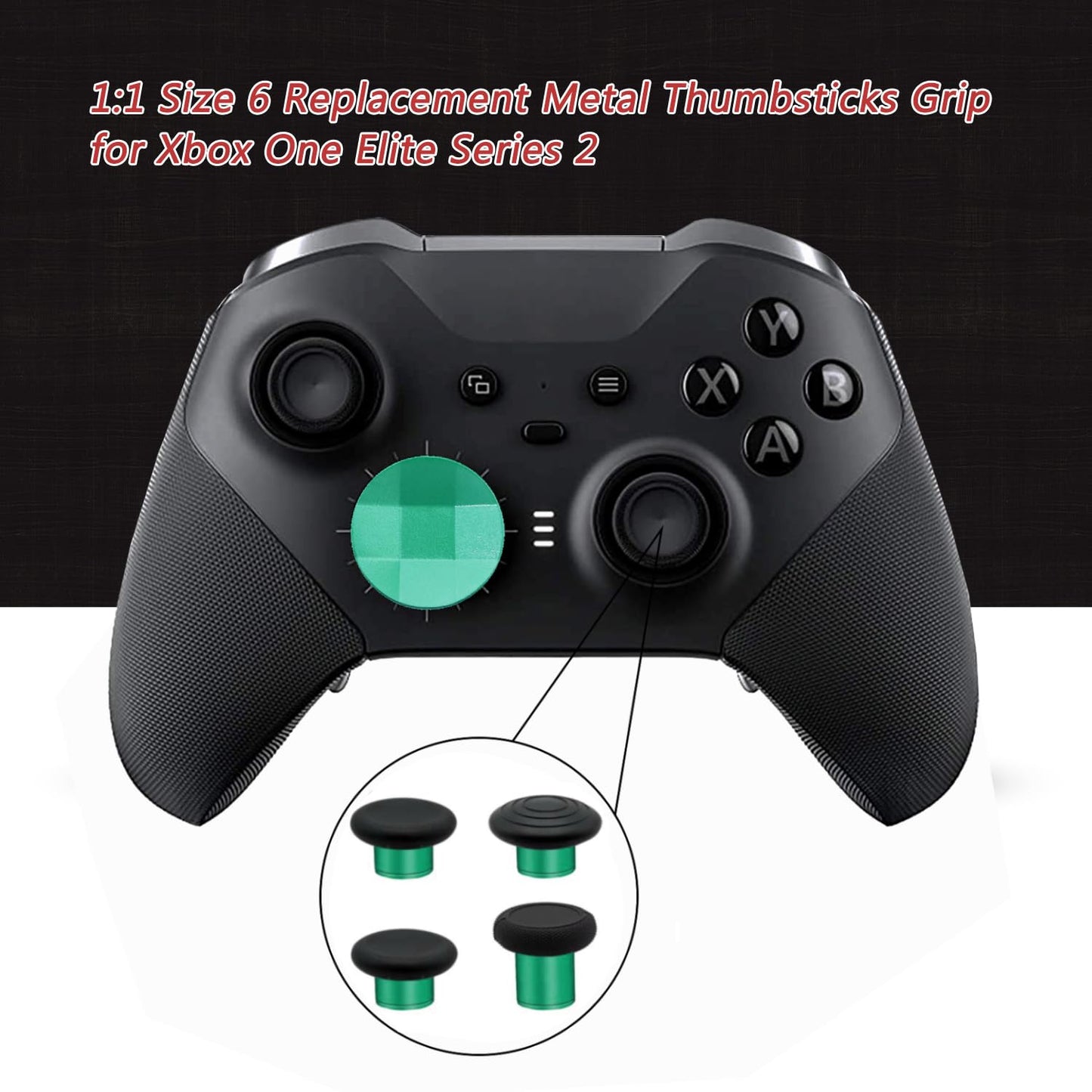 Replacement Thumbsticks, D-pad, Paddles Trigger Buttons for Xbox One Elite Controller Series 2 & Elite Series 2 Core Controller (E-10IN1-Green)