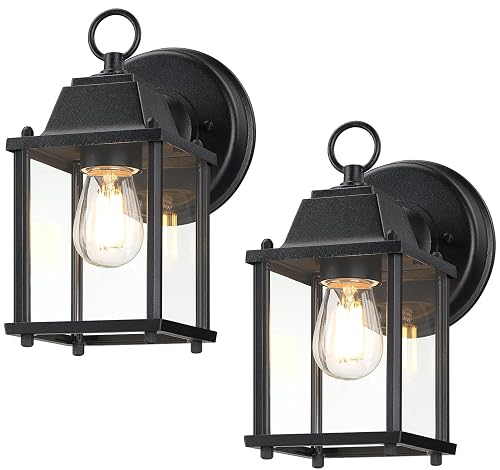 LIT-PaTH Outdoor Wall Lantern, Wall Sconce as Porch Lighting Fixture, E26 Base, Aluminum Housing Plus Glass, Water-Proof and Outdoor Rated, ETL