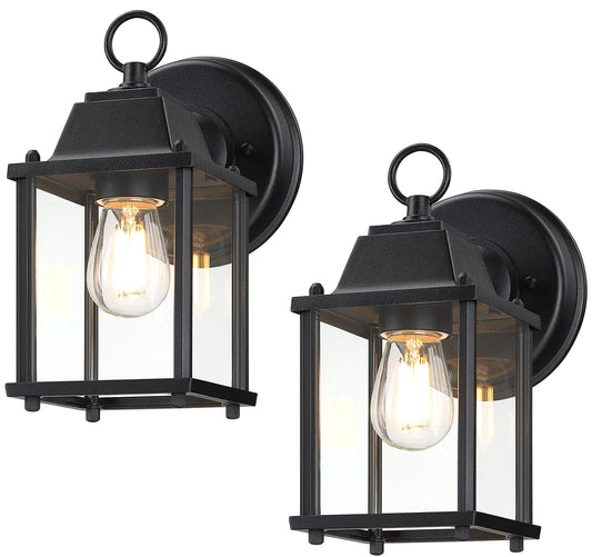 LIT-PaTH Outdoor Wall Lantern, Wall Sconce as Porch Lighting Fixture, E26 Base, Aluminum Housing Plus Glass, Water-Proof and Outdoor Rated, ETL
