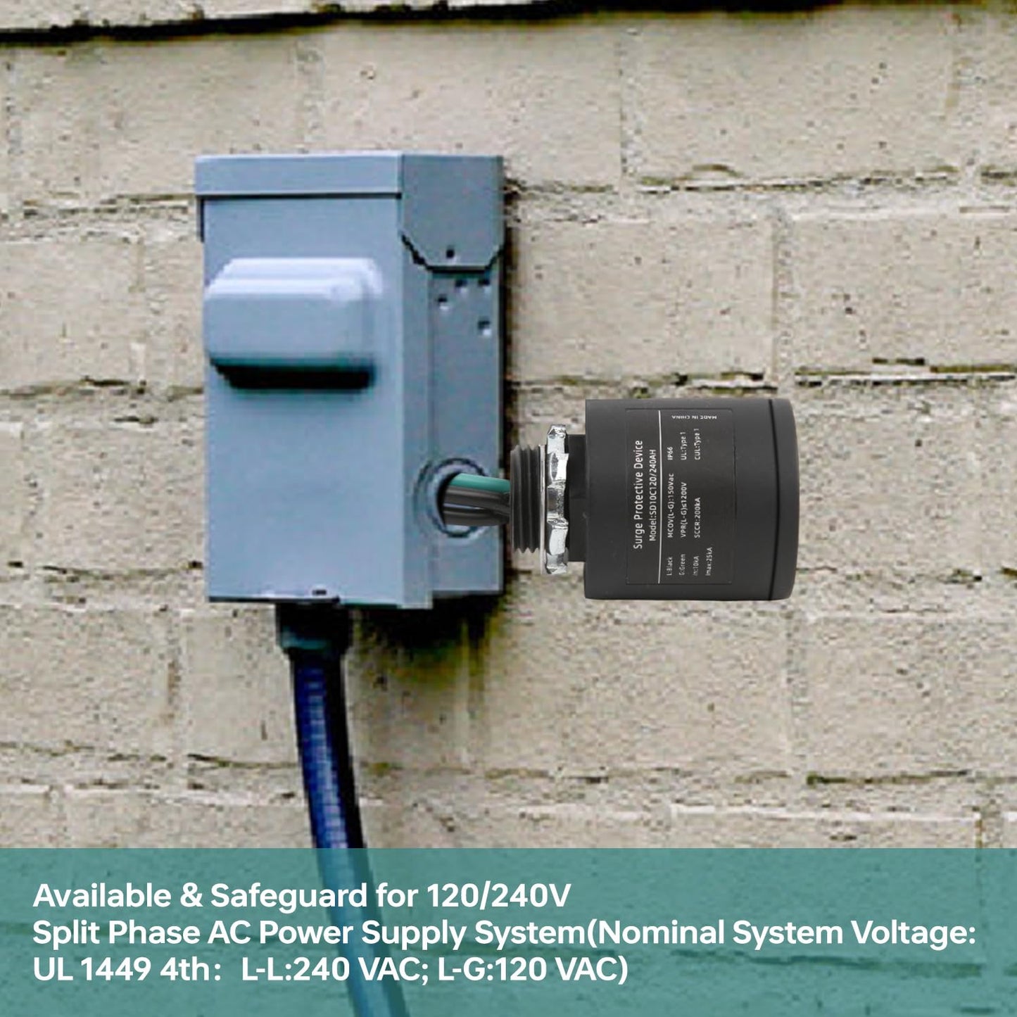WeCooper 120/240VAC Universal HVAC Surge Protective Device,Type 1 SPD,25KA,IP66,SCCR 200KA,TFMV Technology,1-Phase,3-Wire, UL1449 4th,Ultimate