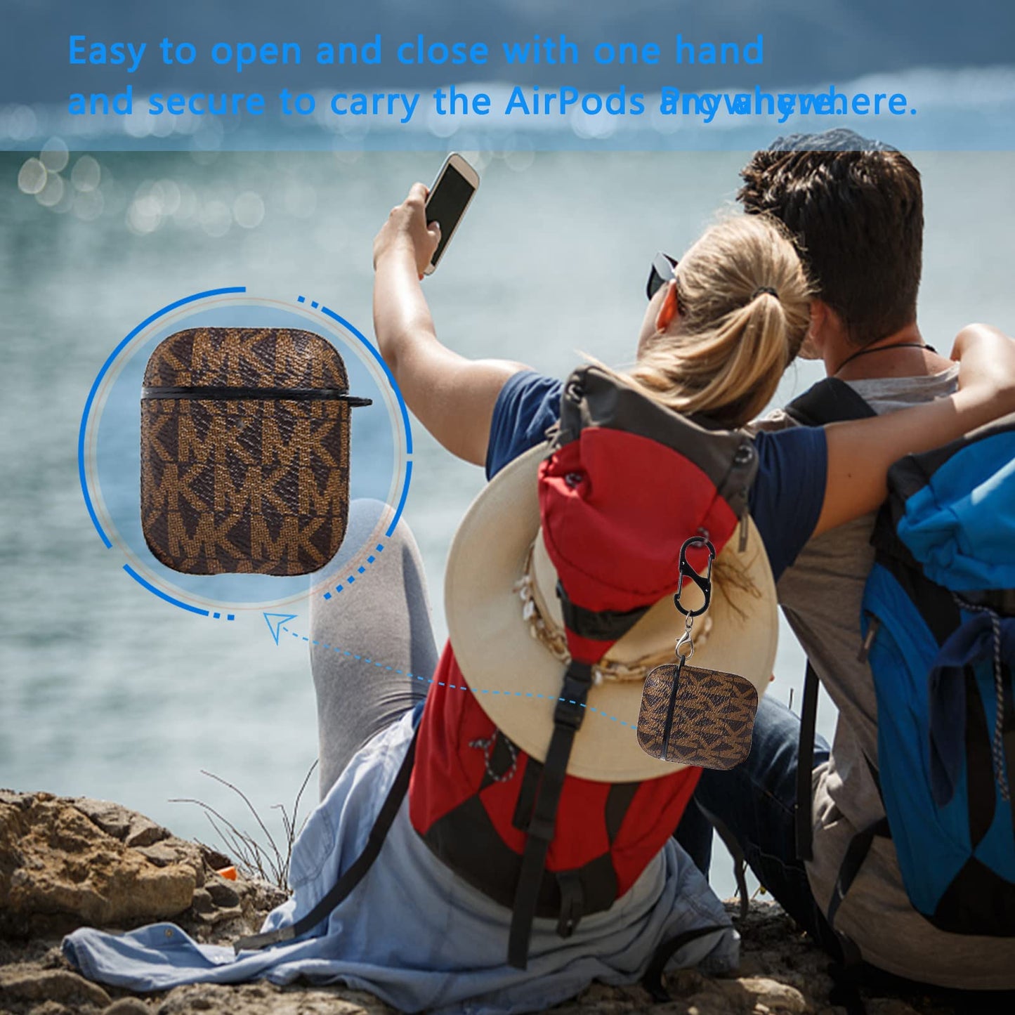 TANGABA AirPods Case Cover for AirPod 2&1, Full-Body Protective Hard Shell Leather Airpods Protective Cover Case with Keychain for AirPods Wireless