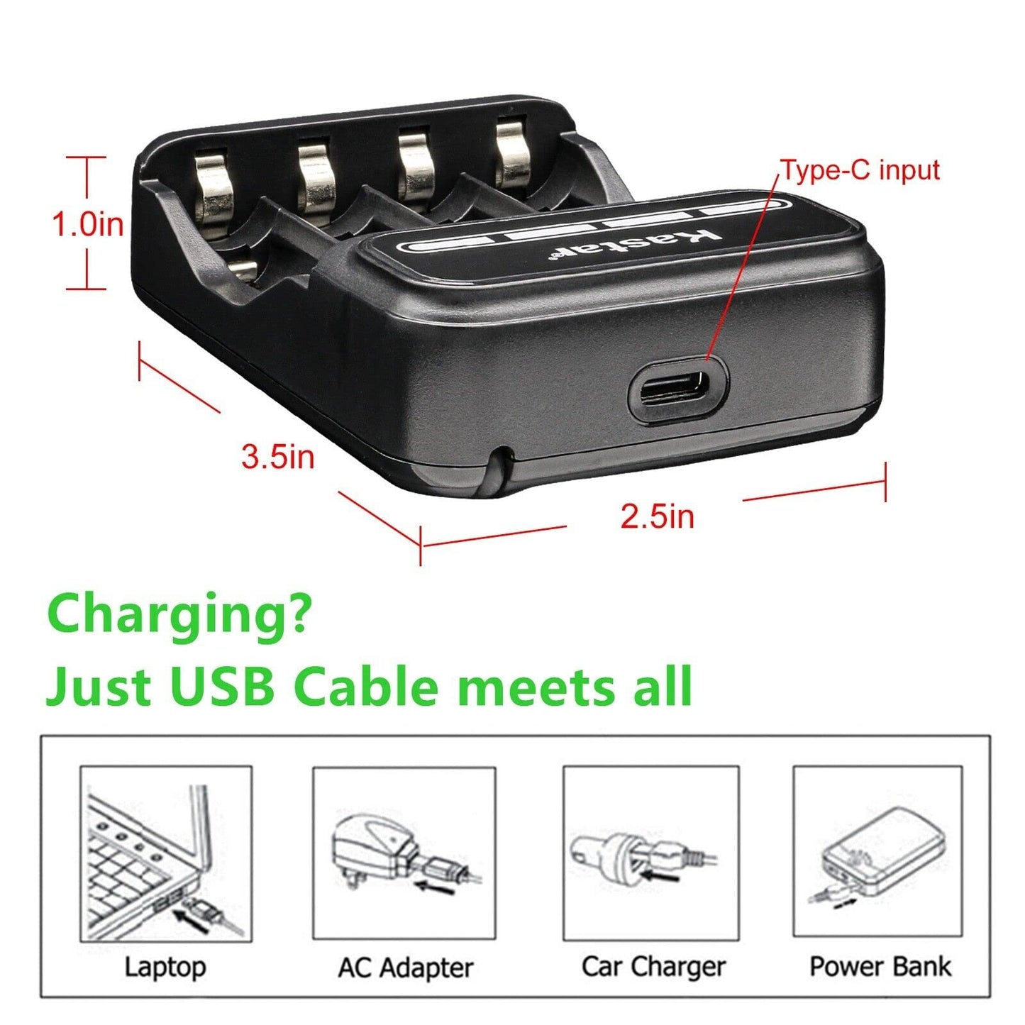 Kastar CMH4 Smart USB Charger Compatible with Panasonic KX-TGA740 KX-TGA740B KX-TGA750B KX-TGA820 KX-TGA820B KX-TGA930 KX-TGA930T KX-TGA935 KX-TGA935B