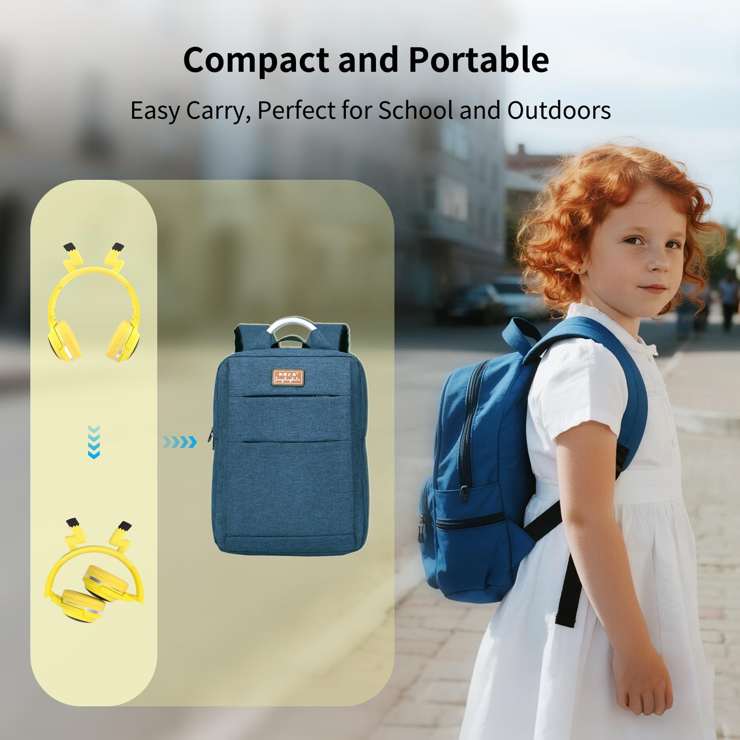 YLFASHION Wireless Kids Headphones with 7-Color LED Lights, 85dB Safe Volume & 40H Playtime - Ultra-Soft Over-Ear for School Travel