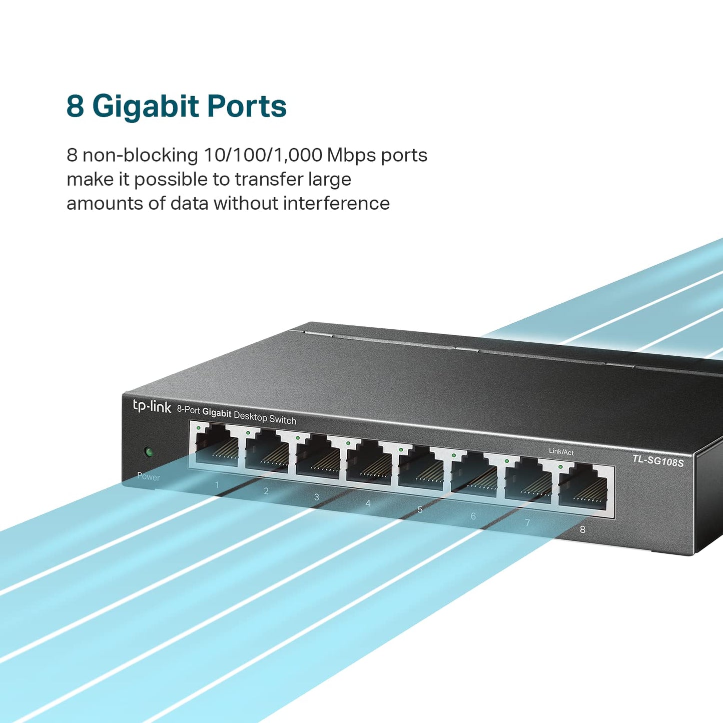 TP-Link TL-SG108S, 8 Port Gigabit Ethernet Switch, Desktop/Wall Mount