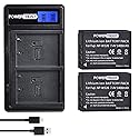 PowerTrust 2 Pack NP-W126 NP W126 Camera Battery and LCD USB Dual Charger for Fuji NPW126 X-T10 XT10 X-Pro1 XPro1 X-T1 XT1, HS30 33 35 5