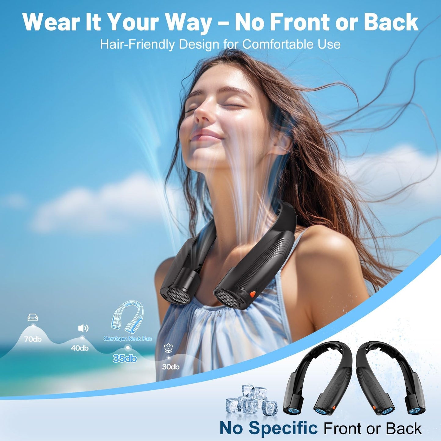 Portable Neck Fan with 6 Powerful Speeds, 8000mAh Battery Rechargeable Fan