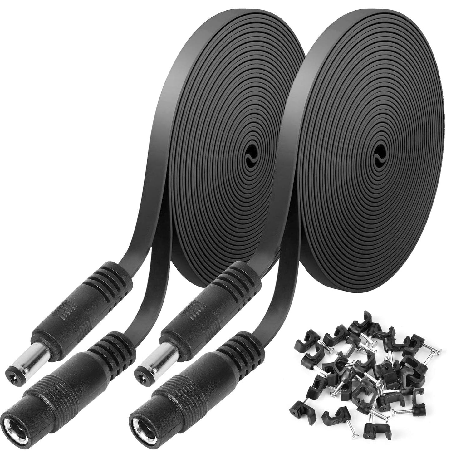 Uogw 2 Pack 20ft/6m DC Power Extension Cable, 2.1mm x 5.5mm Extension Cord Compatible with 12V DC Adapter Cord for Security Camera CCTV IP Camera
