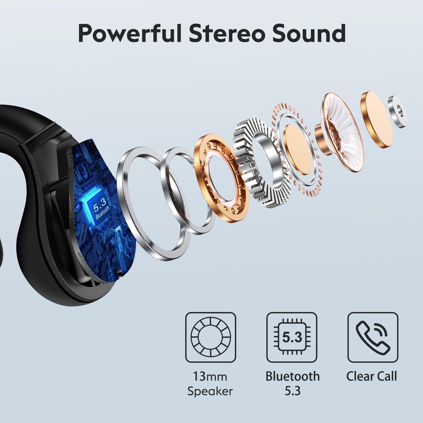 Nsiucion Open Ear Clip-On Earbuds, Wireless Bluetooth Headphones, Comfortable Wear Nice Secure Fit Earphones, Long Playtime, Digital Display Charging…