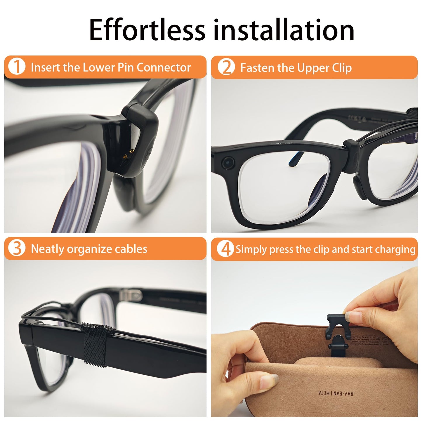 ISLOPU Charging Cable Compatible with RayBan Meta Smart Glasses, Connects to Official Charging Case for Seamless Use While Wearing, Compatible