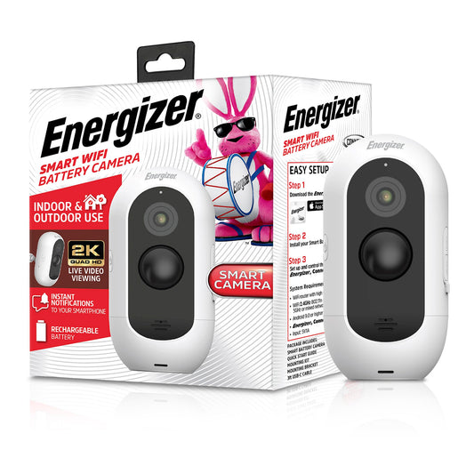 Energizer Smart 2K Outdoor Battery Security Camera, Wireless, Rechargeable, Weather-Resistant, Live View, 2-Way Audio, Night Vision, Motion Alerts