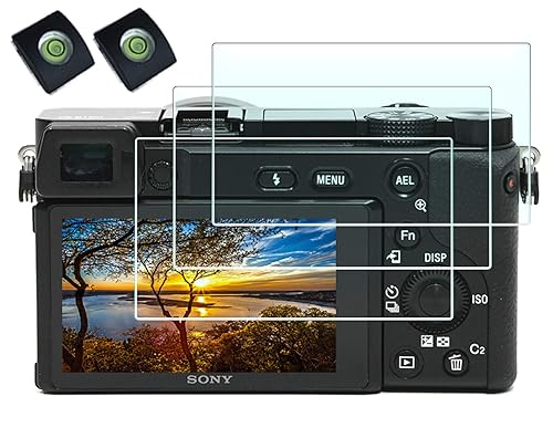 HUIPUXIANG Screen Protector for Sony Alpha A6000 A6100 A6300 A6400 A6600 A5000 Camera with Hot Shoe Cover,0.3mm High Definition 9H Hardness Optical