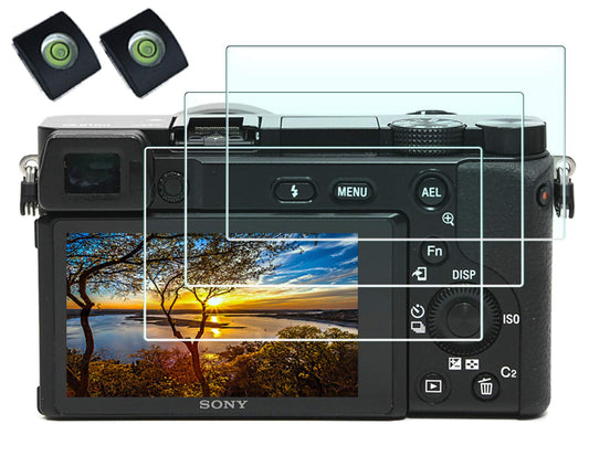 HUIPUXIANG Screen Protector for Sony Alpha A6000 A6100 A6300 A6400 A6600 A5000 Camera with Hot Shoe Cover,0.3mm High Definition 9H Hardness Optical