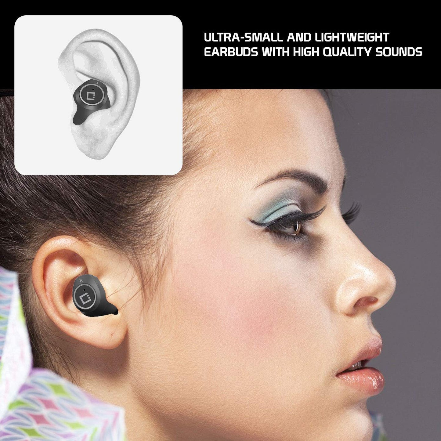 Wireless V5 Bluetooth Earbuds Compatible with Google Pixel 2 with Charging case for in Ear Headphones. (V5.0 Black)