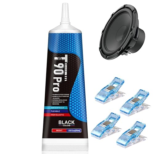 1.86 Oz Speaker Glue, Speaker Repair Glue, Strong Speaker Glues with Blue Clips, Waterproof and Shockproof, Used for Assembling and Repairing Speaker