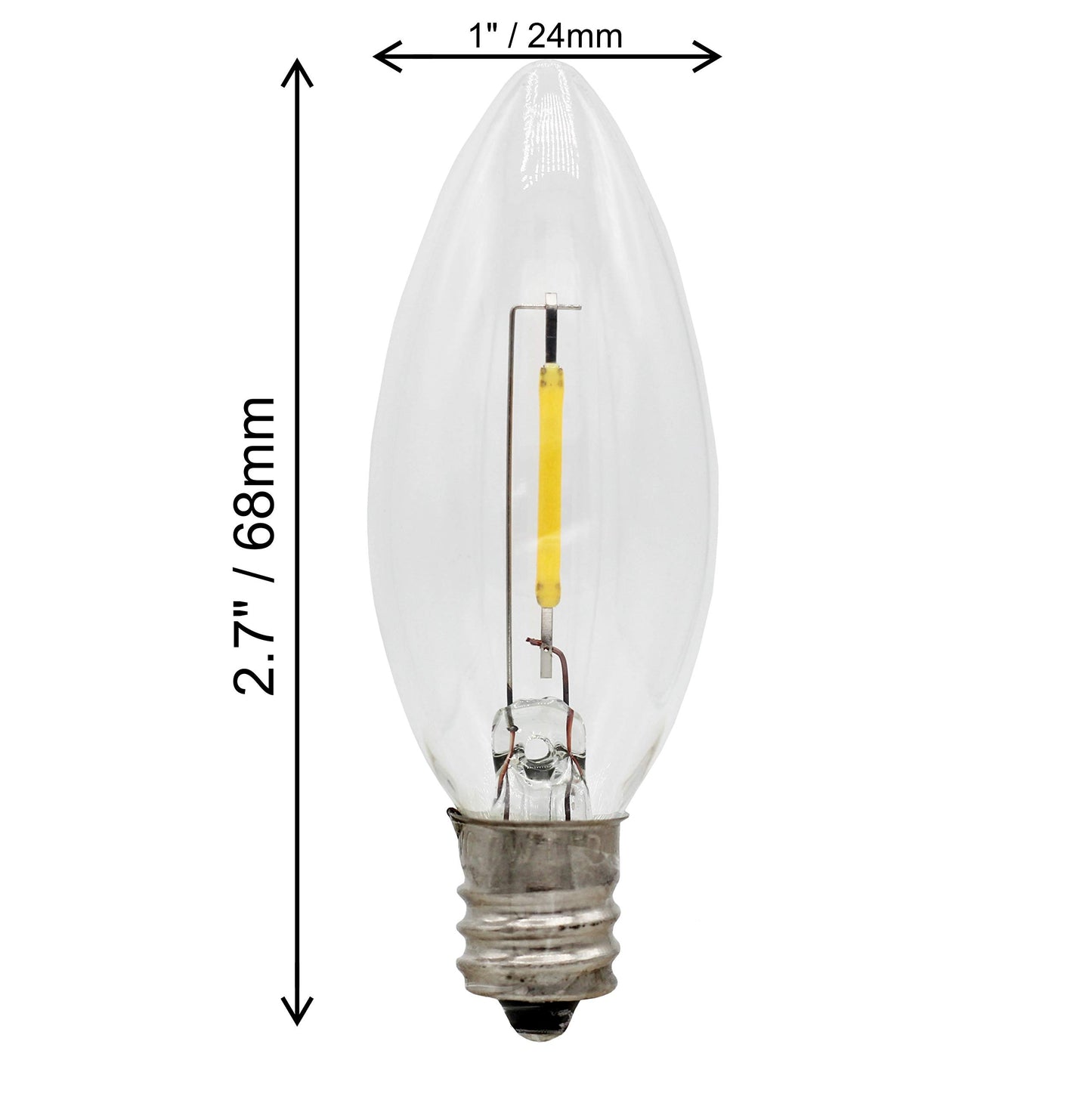Creative Hobbies LED Replacement Light Bulbs for Electric Candle Lamps, Window Candles, Chandeliers - 7 Watt Equivalent Candelabra, Clear, Steady
