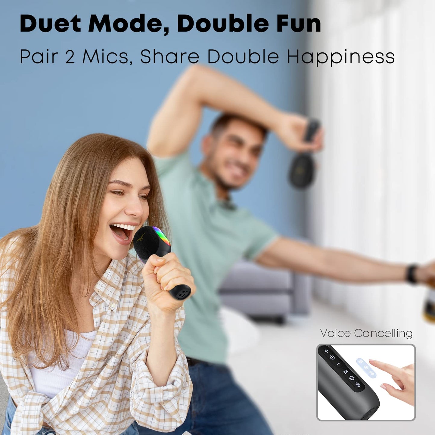 Wireless Bluetooth Karaoke Microphone, 5-in-1 Portable Handheld Mic Speaker with Dynamic RGB Lights, Mini Karaoke Machine for Car Travel Home Party