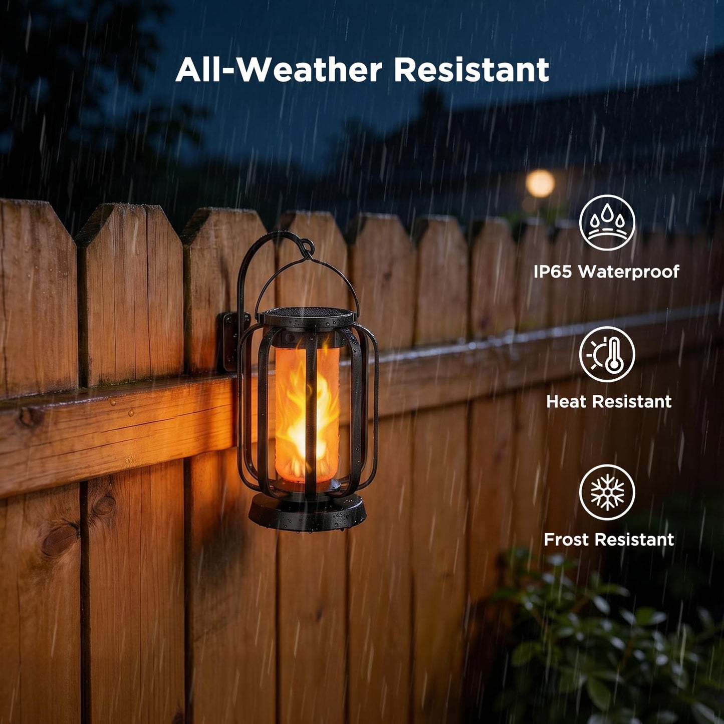 Hompavo Gen2 Solar Lanterns Outdoor Lights with Ultra-Real Flame, 2 Charging (USB/Solar) & 4 Modes - Waterproof Decorative Hanging/Table Lights