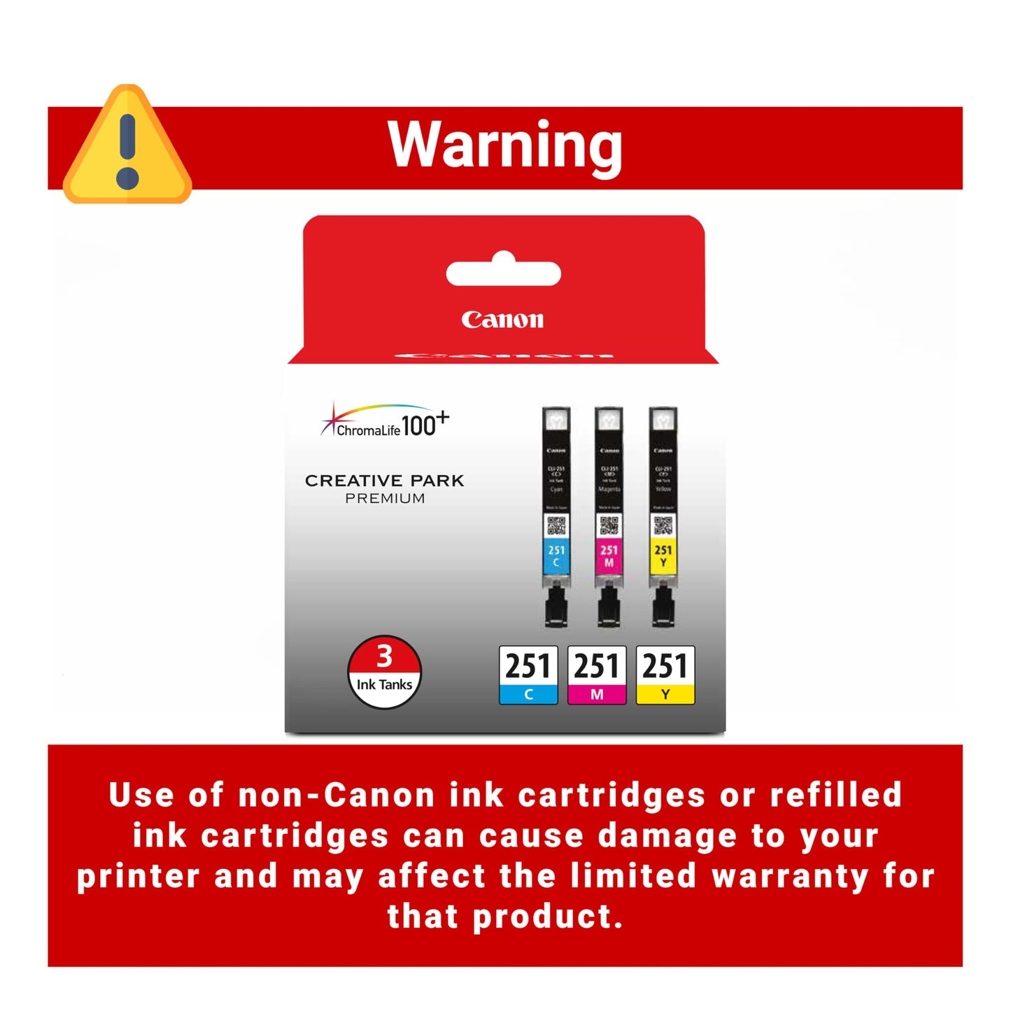 Canon CLI-251 Genuine Three Color Multi Pack, Compatible with MG6320, iP7220 & MG5420, MX922, MG7120, MG6420, MG5520, iX6820, iP8720, MG7520, MG6620