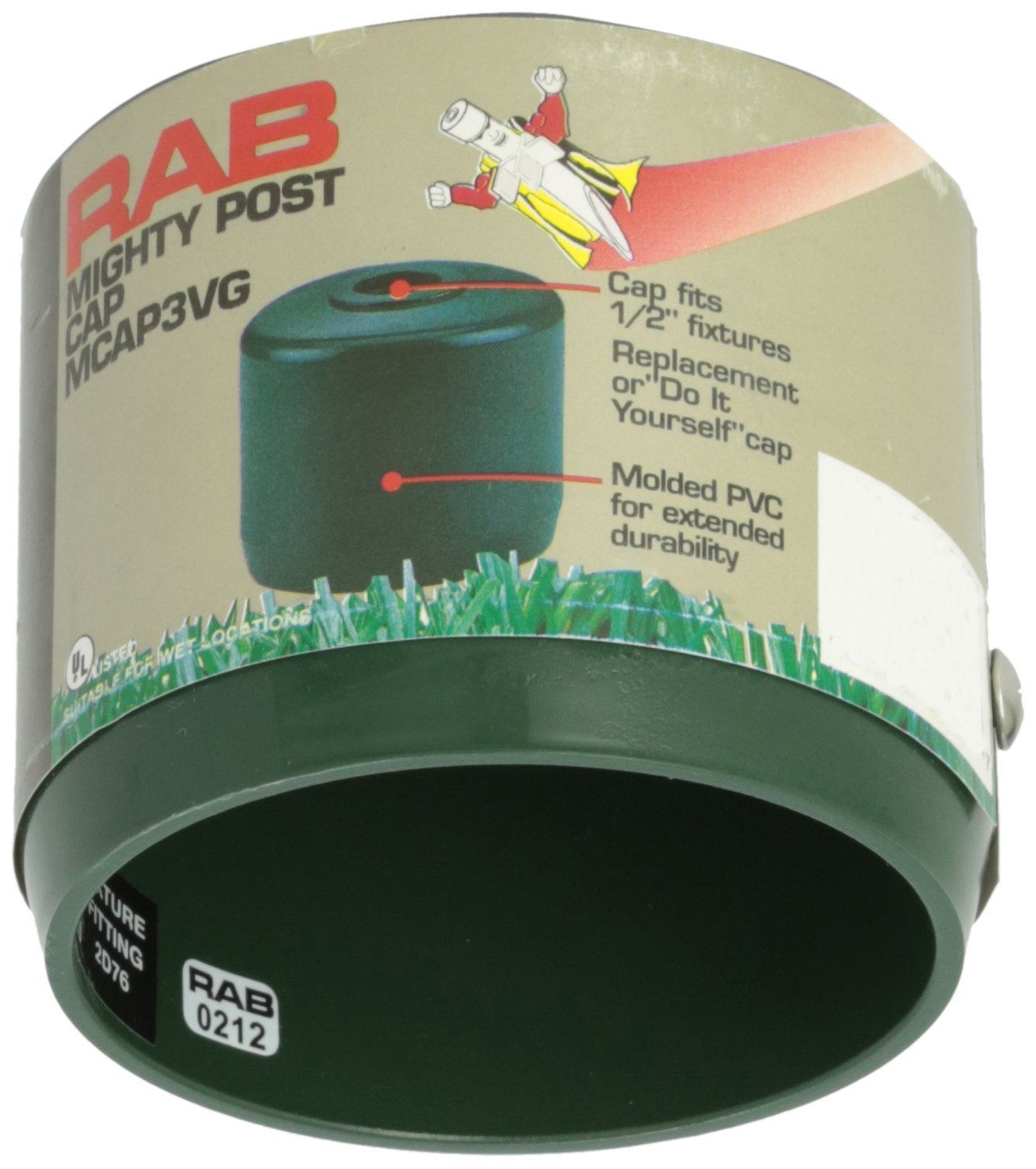 RAB Lighting MCAP3VG Mighty Post Cap for 3" Pipe, 2-7/8" OD, Verde Green, Multicolor