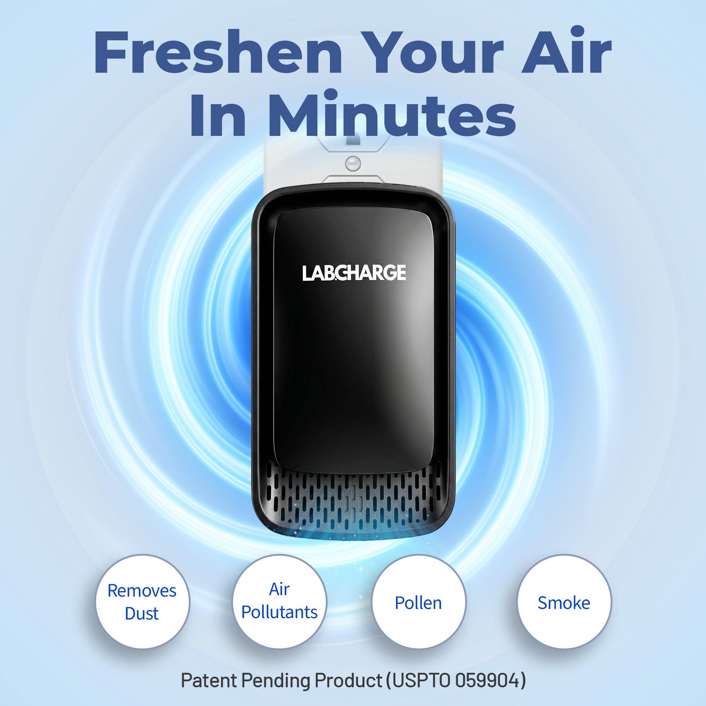 Lab Charge Air Ionizer for Home (1 Pack), Plug-In Filterless Negative Ion Air Purifier, Quiet Air Freshener for Bedroom, Office, Kitchen, Mini Air