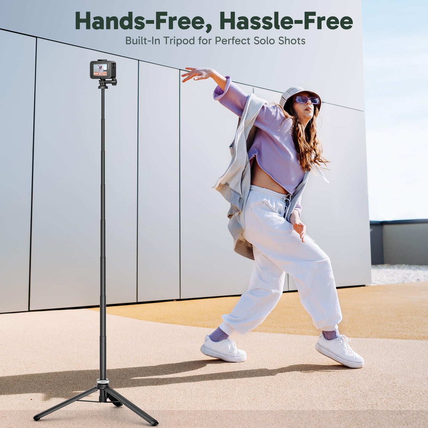 AKASO 160cm Selfie Stick Extendable Tripod Stand for GoPro Hero 13/12/11/10/9/Max, DJI Osmo Action 5/4/3, AKASO EK7000/Brave 4/Brave 7 LE Action