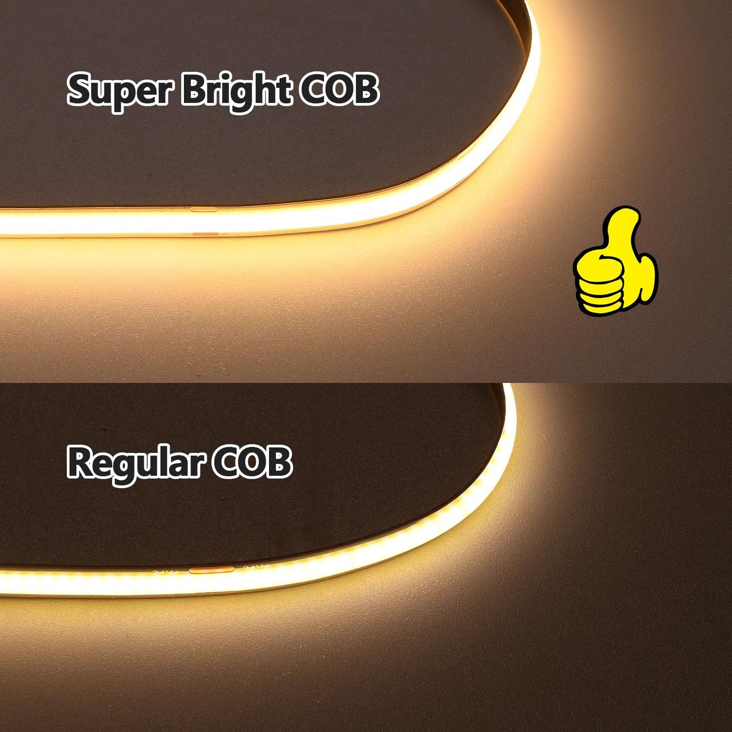 GOMING 24V Super Bright COB LED Strip Light Warm White 3000K 16.4ft(5M) 621LM/FT 14.5W/M CRI 93+ High Density 480LED/M IP20 Not Waterproof LED Tape