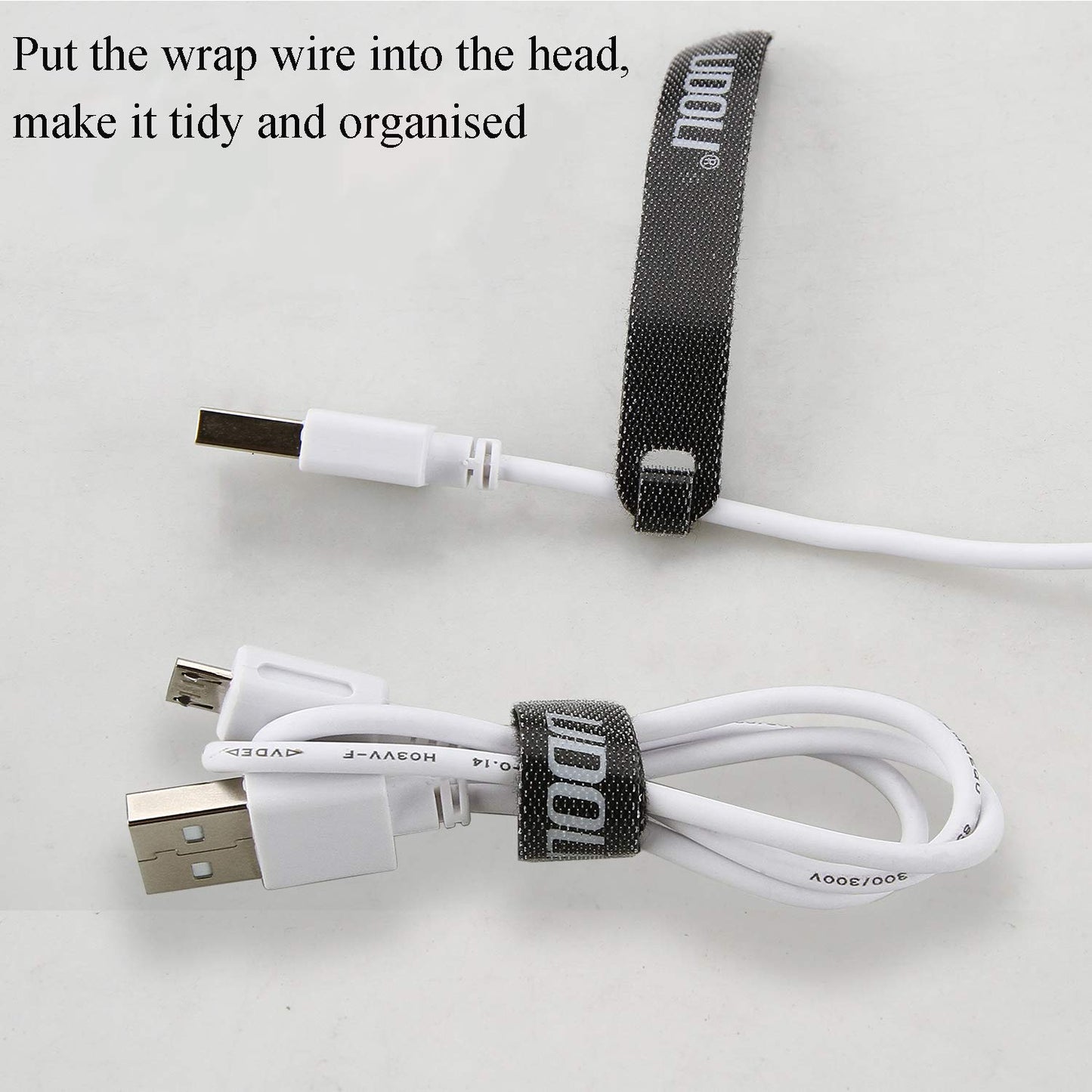 UDOLI 50 PCS Reusable Cable Ties, Fastening Wire Management Straps, Cord Tapes Wraps Rope Holder, Update Cable Organizer Tool Perfect for Home, Office