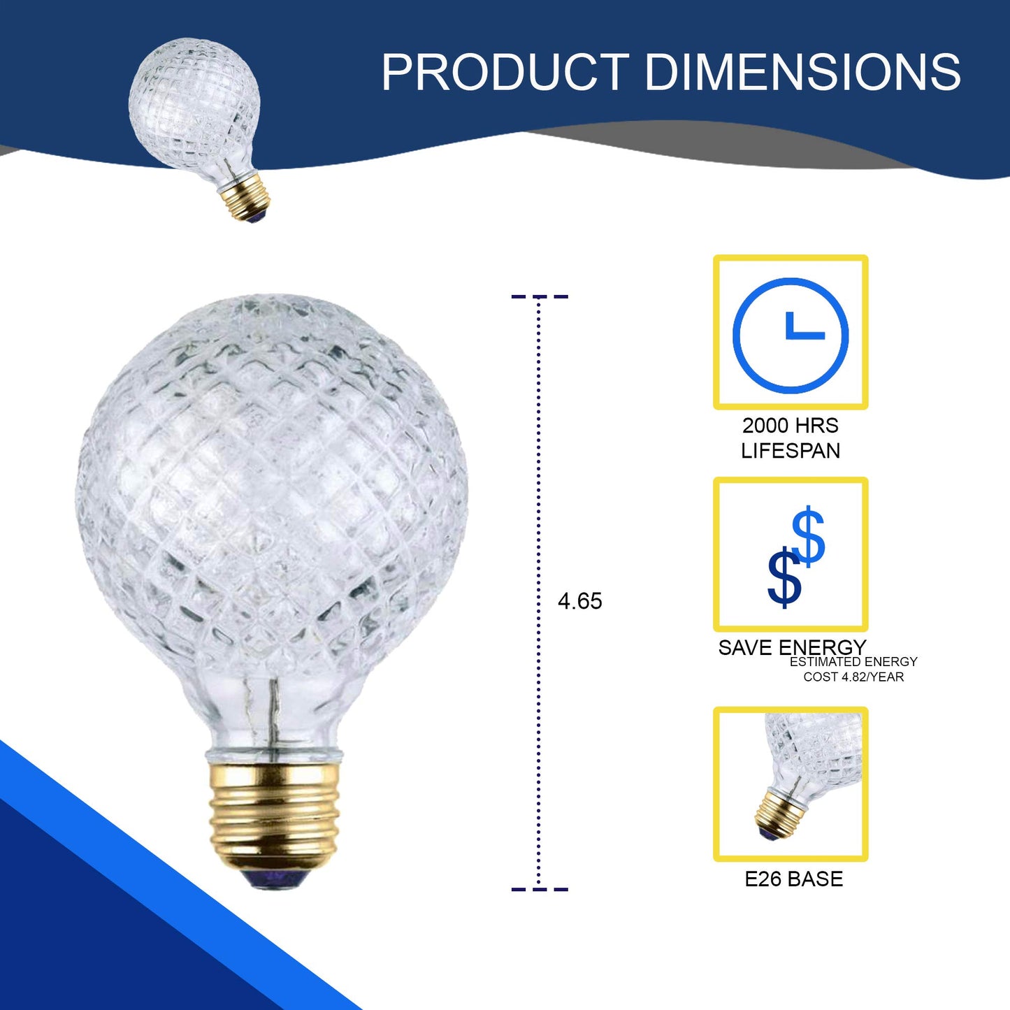 LABORATE LIGHTING, Halogen Light Bulbs, Decorative Light Bulbs, Cut Glass, Outdoor/Indoor Vanity Light Bulb, 40 Watt Halogen Bulb, Completely