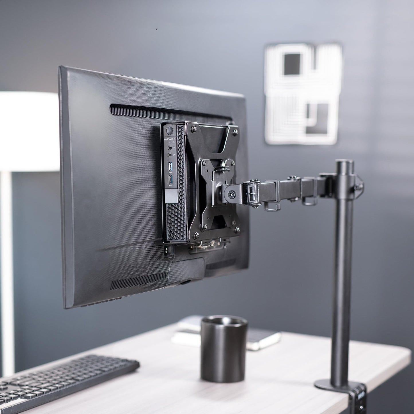 VIVO Behind Monitor VESA Mount Designed for Dell OptiPlex Micro CPU, Monitor Arm Computer Holder, Concealed Behind Screen, Desk Clamp Option, Black
