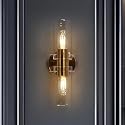 GEPOW Sconces Wall Lighting, Modern Gold Wall Sconces Indoor with Clear Glass Shade, 2-Light Plating Brass Bedroom Bathroom Wall Sconce Light Fixtures