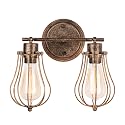 Vintage Wall Lamp Adjustable Industrial Rustic Wire Cage Wall Light Retro Style Indoor Lighting Fixture ;Moonkist (with 2 Light) (Oil Rubbed Bronze)