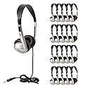 Egghead Stereo School Headphone W/Leatherette Ear Cushion (Pack of 20), black/silver