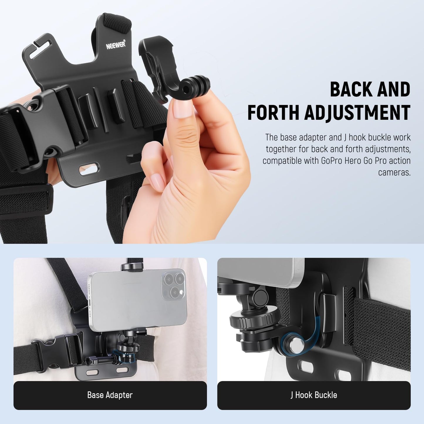 NEEWER Mobile Phone Chest Mount Head Strap Mount, Quick Release POV Vlog Accessory Kit for Video Recording, Compatible with iPhone GoPro Hero Insta360