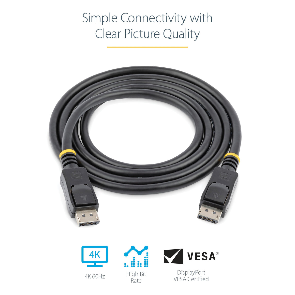 StarTech.com 15ft (4.6m) DisplayPort 1.2 Cable - 4K x 2K Ultra HD VESA Certified DisplayPort Cable - DP Video/Display Cord - Latching DP Connectors