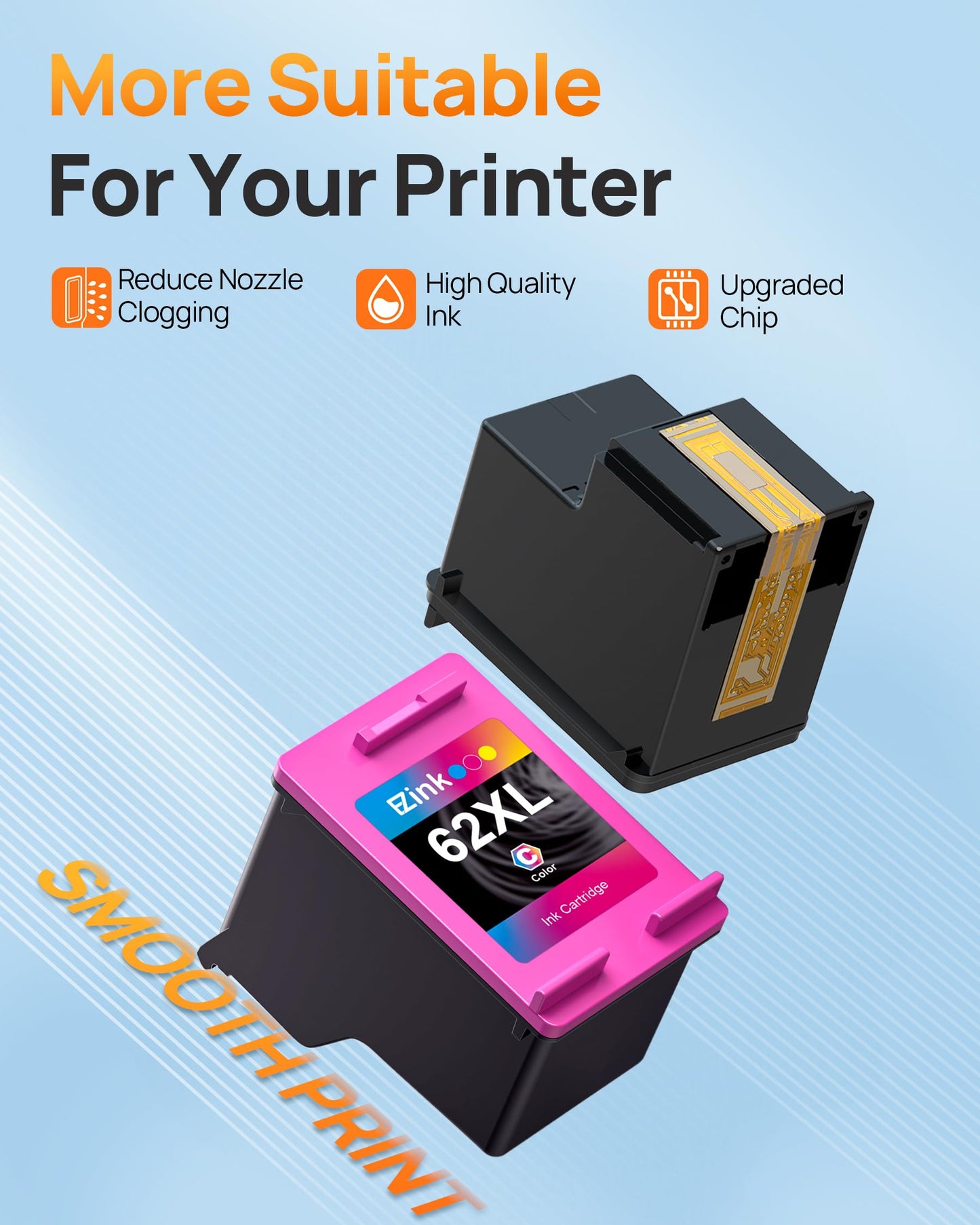 62XL Ink Cartridges Black and Color for HP 62XL 62 XL Ink for 5745 Printer
