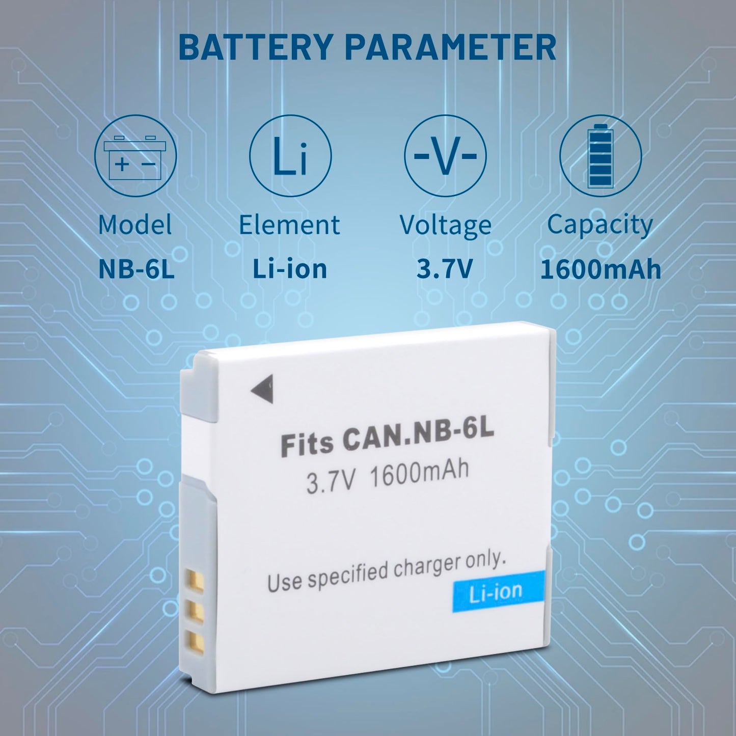 1600mAh 2-Pack NB-6L NB-6LH Battery with Dual Charger for Canon Powershot SX500 is, SX510 HS, SX520 HS, SX530 HS, SX540 HS, SX170 is, SX700 HS, SX710