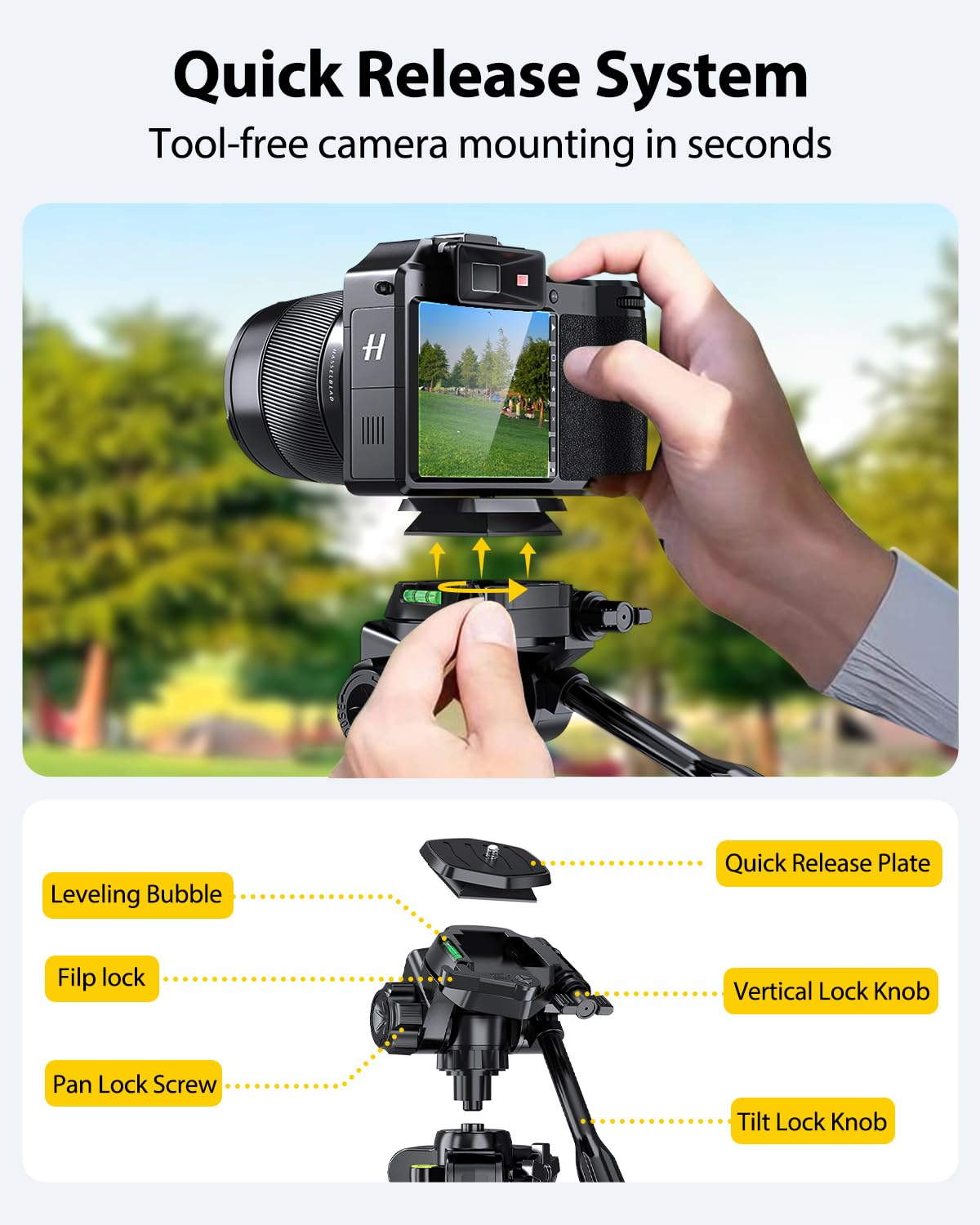 UBeesize 67” Camera Tripod with Travel Bag, Cell Phone Tripod with Bluetooth Remote and Phone Holder, Compatible with All Cameras, Cell Phones