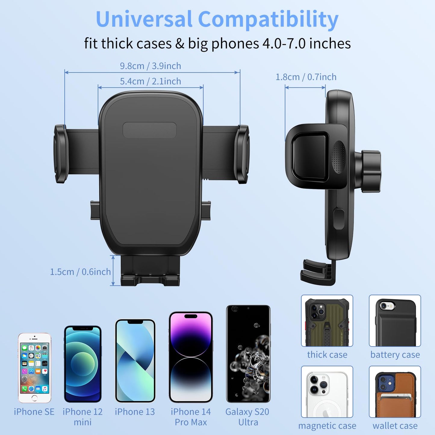bokilino Cup Phone Mount for Car, [Upgraded Version] Universal Cup Phone Cradle Holder with Long and Adjustable Neck, Friendly Compatible with Cell