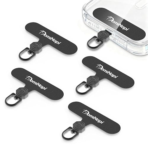 DomiHapi Phone Tether Tab, 4-Pack 360° Rotatable Secure Anti-Drop Lanyard & Wrist Strap Compatible Patch for Cell Phone Case