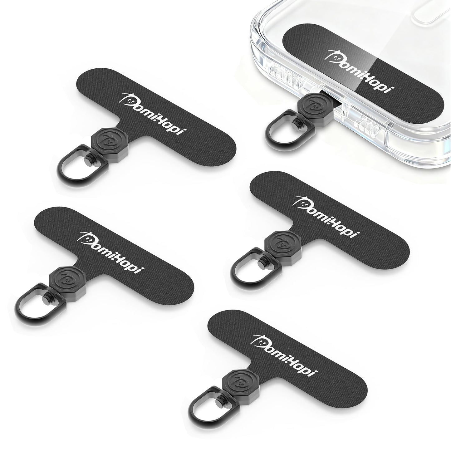 DomiHapi Phone Tether Tab, 4-Pack 360° Rotatable Secure Anti-Drop Lanyard & Wrist Strap Compatible Patch for Cell Phone Case