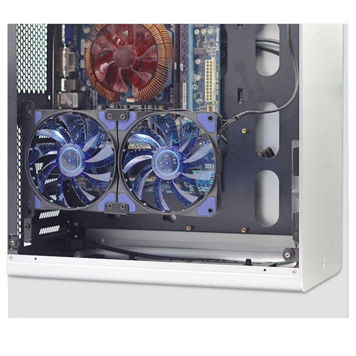 E-outstanding Dual Fan Mount Rack 1Set 12cm/14cm Fan Computer Radiator Holder PCI Slot Bracket for Video Card Cooling DIY Support