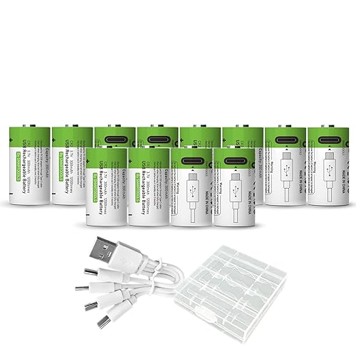 Lankoo 12pcs CR2 Battery CR15H270 CR15266 CR15270 CR2W Battery, USB/Type-C CR2 Rechargeable Batteries, High Capacity 3.7V 1100mWh 300mAh Cycle Times…