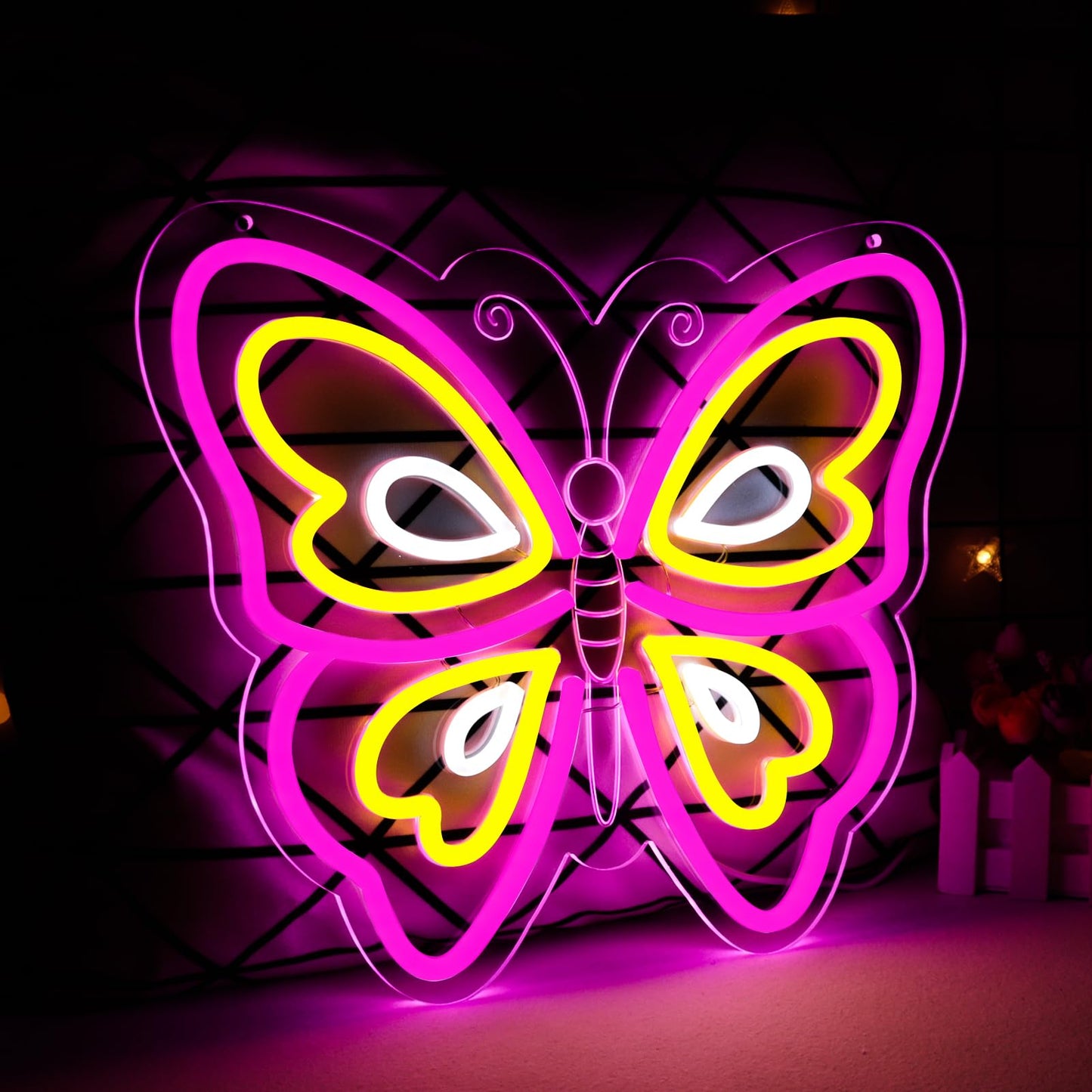 Butterfly Neon Sign for Wall Decor,Led Lights for Party Decorations,Dimmable Butterfly Wall Decor, Neon Sign for Girls Bedroom Bar Wedding Birthday