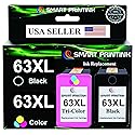 Smart Printink Remanufactured Ink Cartridges Replacement for HP Ink 63 63XL Compatible with OfficeJet 3830 4650 4655 5255 5258 5200 Envy 4510 4520