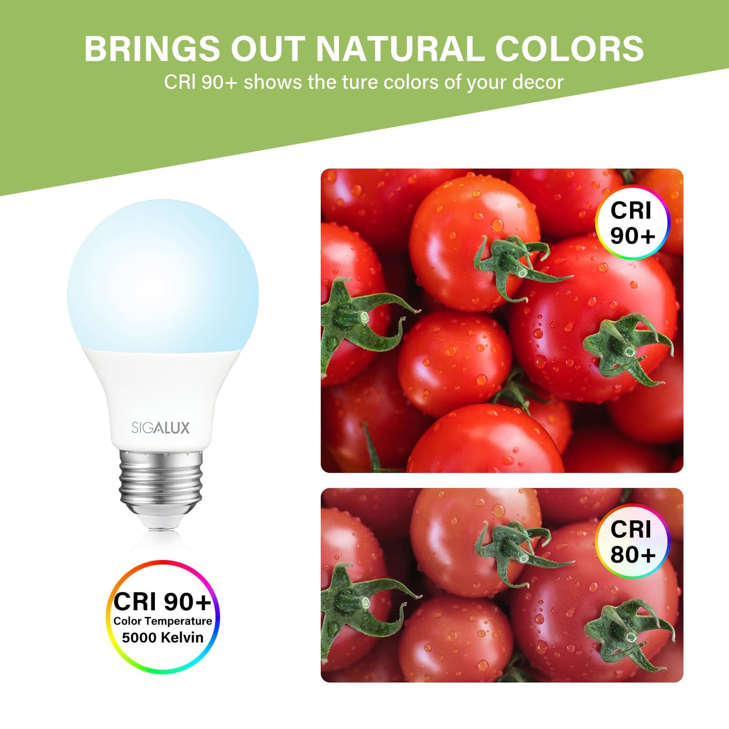 Sigalux Light Bulbs 100 Watt Equivalent,A19 Daylight Standard LED Bulbs Dimmable 5000K White,14W Energy Efficient E26 Medium Base,1500LM,ETL Listed,4