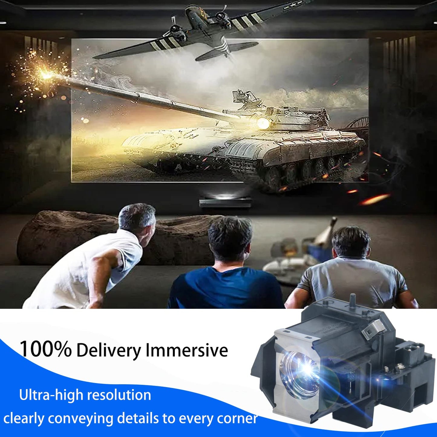 iQubay ELPLP39 V13H010L39 Replacement Projector Lamp Bulb for Epson powerLite Home Cinema 1080 powerLite Home Cinema 1080UB PowerLite HC 720 810